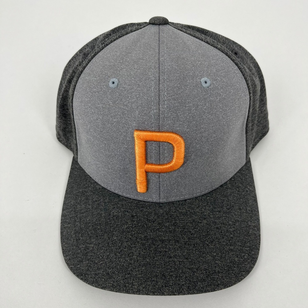 Puma Golf Mens P 110 Snapback Cap Grey Heathered Orange P Tour Exclusive Hat